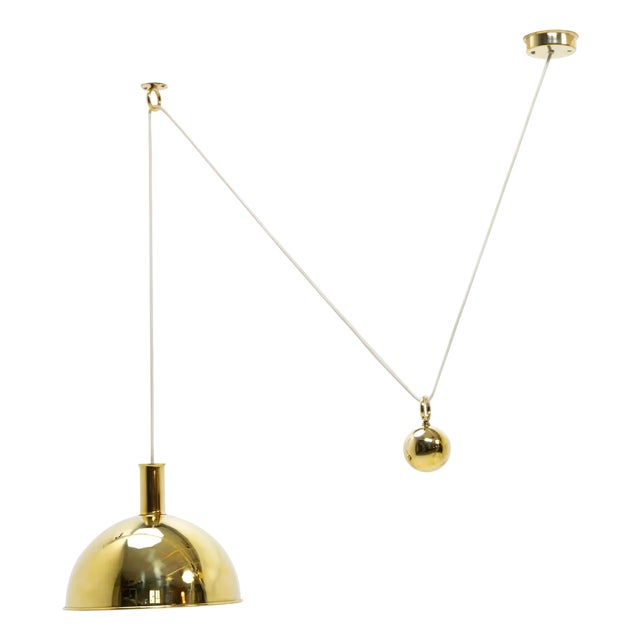 Adjustable Counterweight Pendant in Brass attributed to Florian Schulz, 1970s For Sale