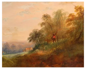 Jean-François Baudoin, French Landscape, Oil on Cardboard