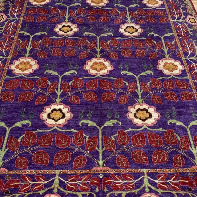 Fine Aubergine Persian William Morris Hand-Knotted Wool Rug - 9'2" X 12' For Sale - Image 4 of 12