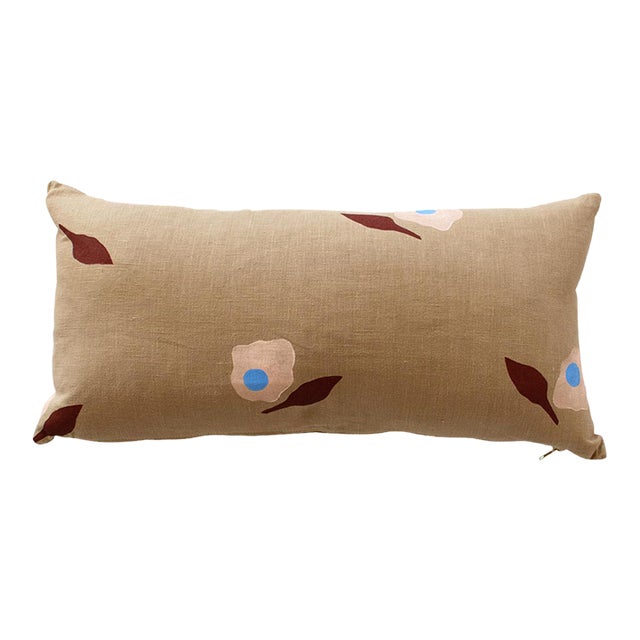 Schumacher x Caroline Z Hurley Aquinnah Hand Block Pillow In Camel For Sale
