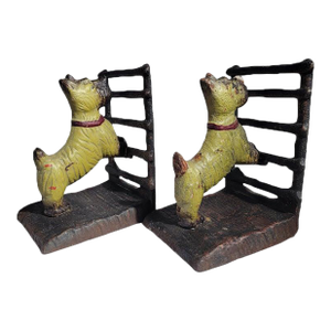 Early 20th Century Hubley Scottie Iron Bookends- a Pair