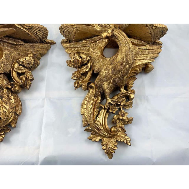 19th Century Carved Giltwood Wall Brackets, Set of 2 For Sale - Image 3 of 13