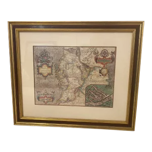 Ethan Allen Vintage “British Country Map” Matted and Framed Print "Mint" Condition