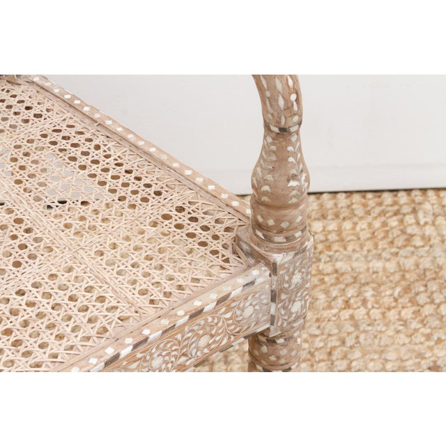 Raj Colonial Inlaid Armchair With Cane Seat For Sale In Los Angeles - Image 6 of 10