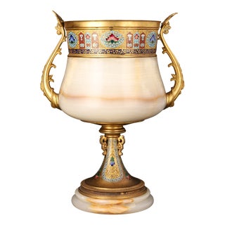 Napoleon III Cup in Onyx and Gilt Bronze with Polychrome Enamel, 1880 For Sale