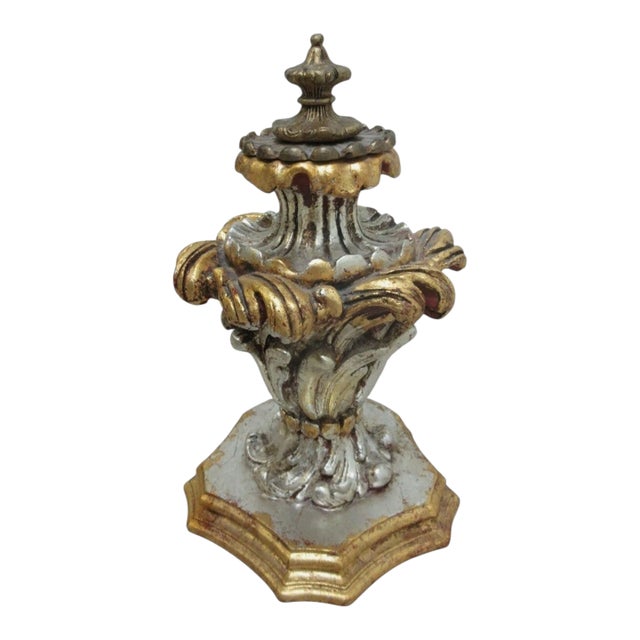 1990s Italian Gold Silver Gilt Regency Plum Finial Sculpture For Sale