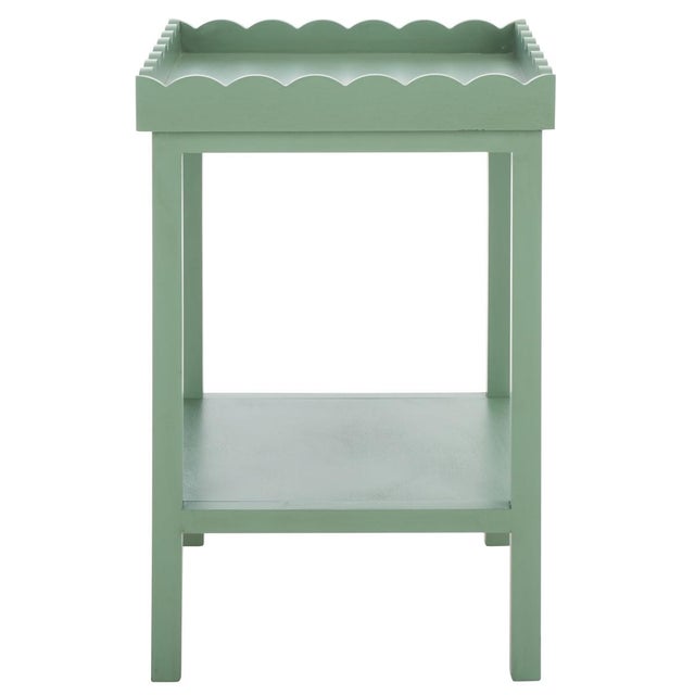 Wood Starlyn Scalloped Accent Table in Sage For Sale - Image 7 of 8
