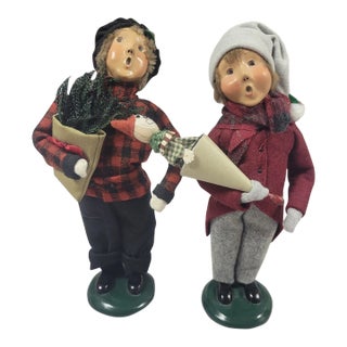 Holiday Christmas 2 Byers Choice Boy Caroler Figurines For Sale