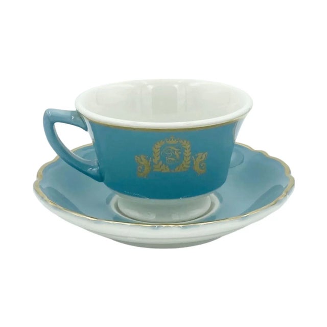 Vintage Fontainebleau Miami Beach Hotel Blue Coffee Cup & Saucer For Sale - Image 12 of 12