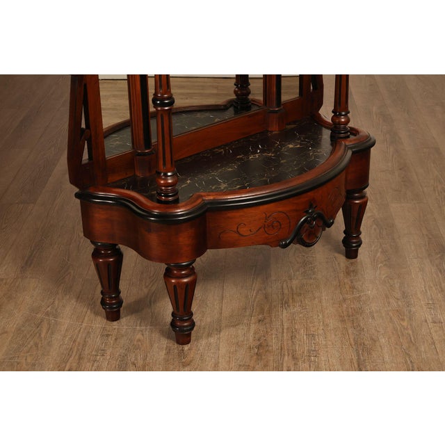 Antique American Renaissance Revival Walnut Mirrored Etagere Hall Tree For Sale In Philadelphia - Image 6 of 18