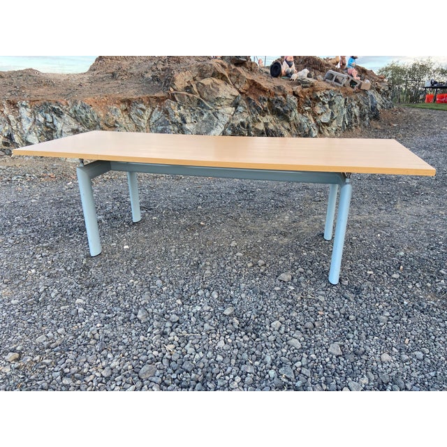 Tan Cassina - Le Corbusier - Dining Table - Lc6 Dining Table Oak and Grey Metal Base For Sale - Image 8 of 18