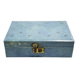 Vintage 1950s/1960s Mid Century Teal Jewelry Organizer Box For Sale