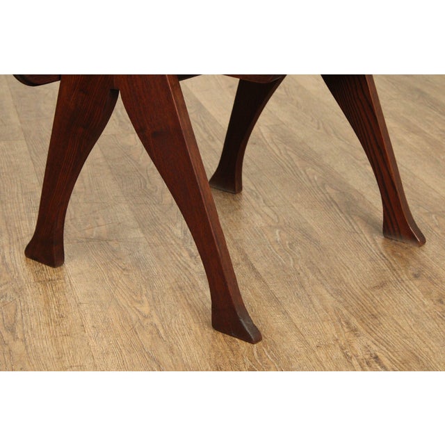English Arts And Crafts Oak and Leather Metamorphic Armchair Game Table For Sale - Image 10 of 12