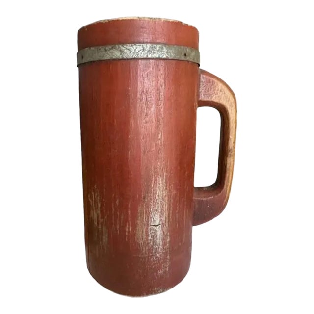 1900s Primitive German Wood Stein Vase For Sale