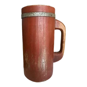 1900s Primitive Wood German Stein Vase