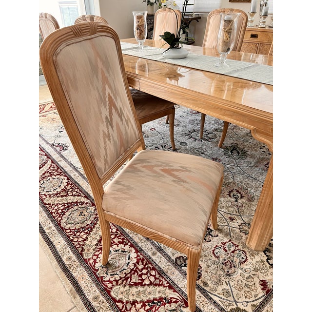 1980s 6 Vintage Drexel Heritage Furniture Co. Dining Room Chairs , Carved Ash Wood For Sale - Image 5 of 14