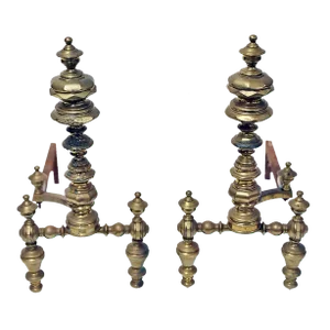 1920s Brass Andirons- a Pair