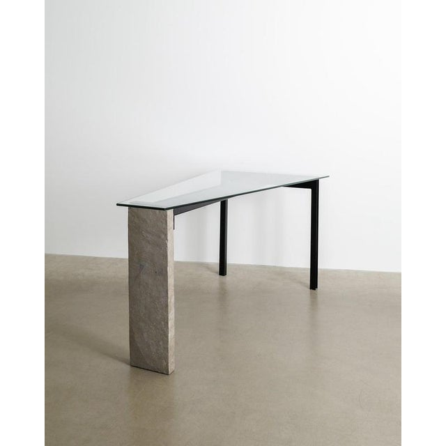 Swedish Contemporary Concrete Desk Console Table in Glass & Metal by Jonas Bohlin for Källemo, 1990s For Sale - Image 4 of 7