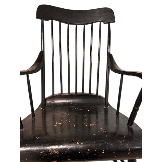 Late 19th Century Antique Black Rocking Chair, 19th Century For Sale - Image 5 of 10