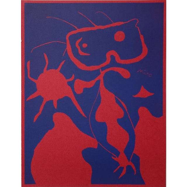 Mid-Century Modern Joan Miro, Homme au soleil rouge, 1959, Original Linocut For Sale - Image 3 of 6