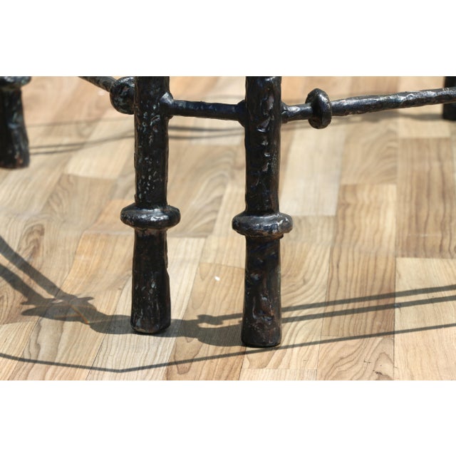 Vintage Giacometti Style Brutalist Sculptural Metal & Glass Coffee Table, 1970s For Sale - Image 14 of 18