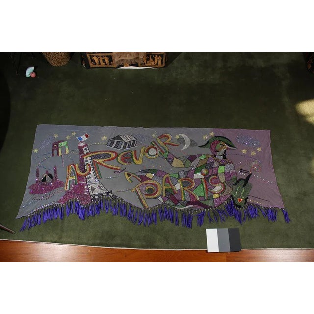 Italian Late 20th Century Vintage Versace Beaded Hanging Textile Art For Sale - Image 3 of 11