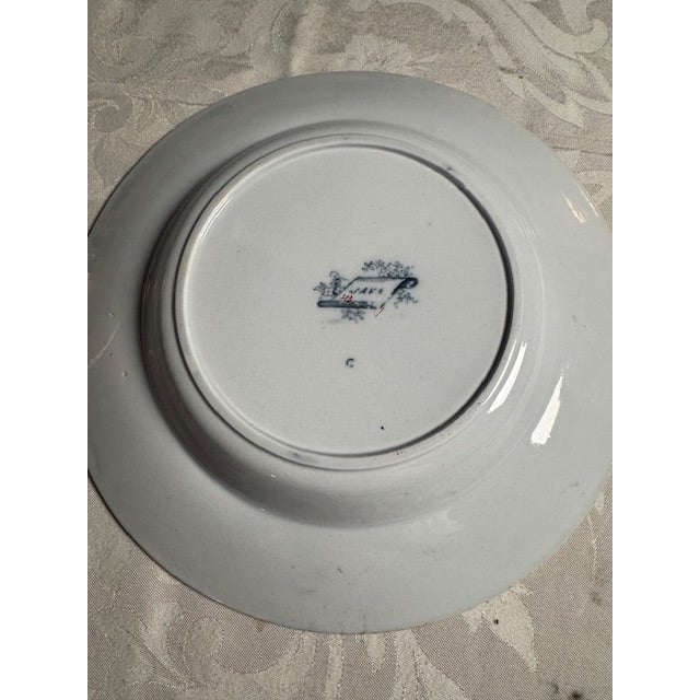 Antique Rimmed Soup Bowls, Transferware. Anthony Shaw? "Java" set of 8. 10.25" Diameter, 1.5" High. Very good estate...