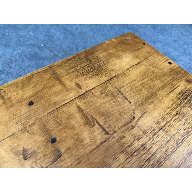 Vintage Pegged Maple Bench For Sale - Image 9 of 11