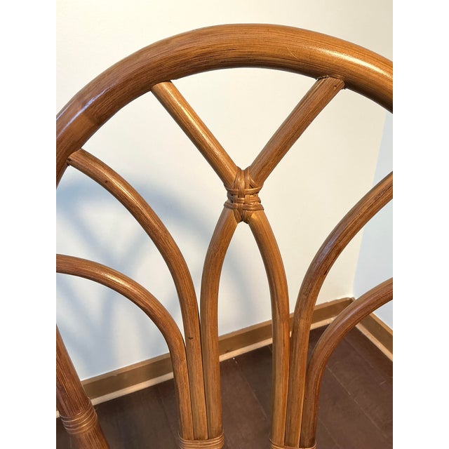 Mid 20th Century Vintage Coastal Boho Rattan Fan-Back Side Chair For Sale - Image 5 of 17