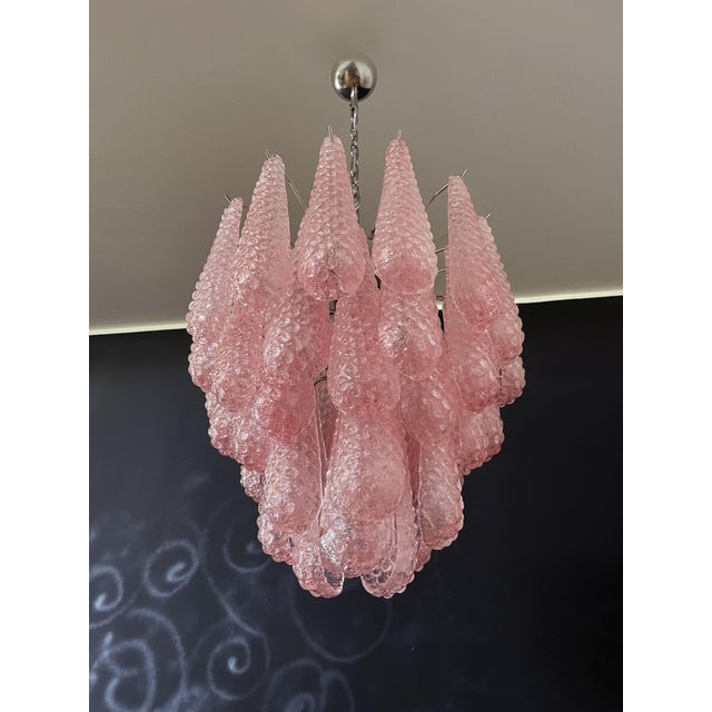 Vintage Italian Murano Chandelier with 41 Pink Glass Petals Drop, 1990s For Sale - Image 18 of 18