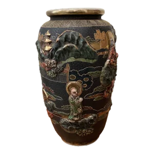 Antique Japanese Satsuma Meiji Period Pottery Porcelain Vase