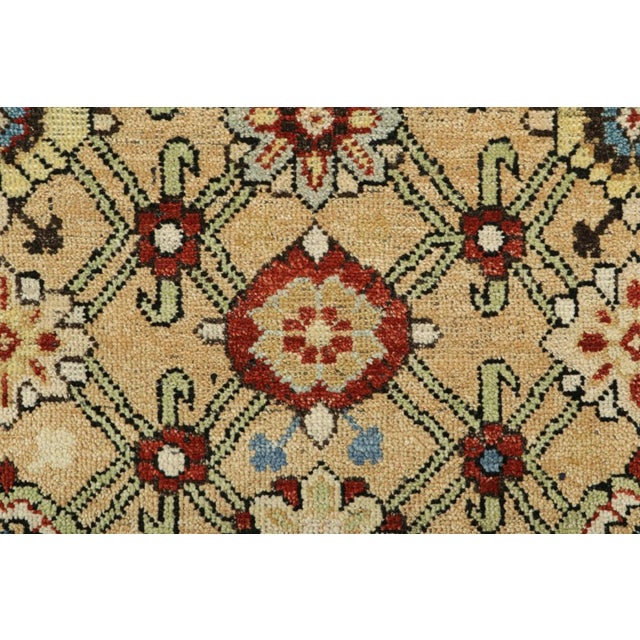 Tribal Rug & Kilim’s Caucasian Kuba Style Rug in Light Gold With Floral Patterns For Sale - Image 3 of 7