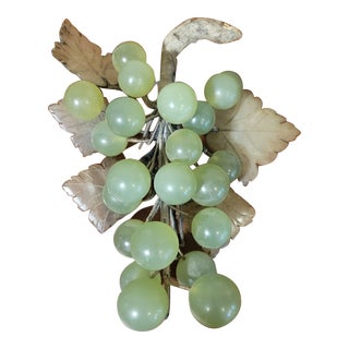 Vintage MCM Stone Champagne Grapes Cluster & Leaves For Sale