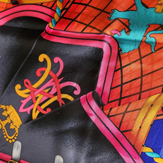 1980s Hermès Silk Scarf Grande Tenue by Designer Henri D' Origny Boxed For Sale In San Diego - Image 6 of 14