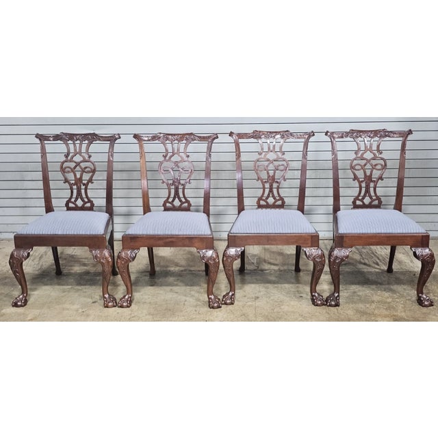 Late 20th Century Set of 8 Baker Stately Homes Mahogany Chippendale Dining Chairs Claw and Ball For Sale In Cleveland - Image 6 of 18