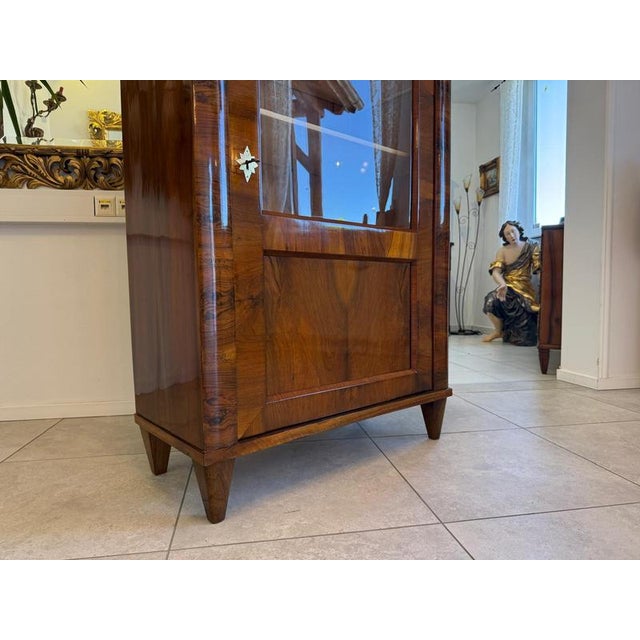 Antique Walnut Biedermeier Display Cabinet For Sale - Image 12 of 16