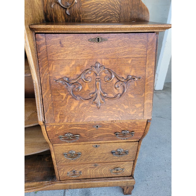 Antique Side by Side Desk, Display and Storage Cabinet. Tiger Oak Circa. 1900 For Sale - Image 16 of 18
