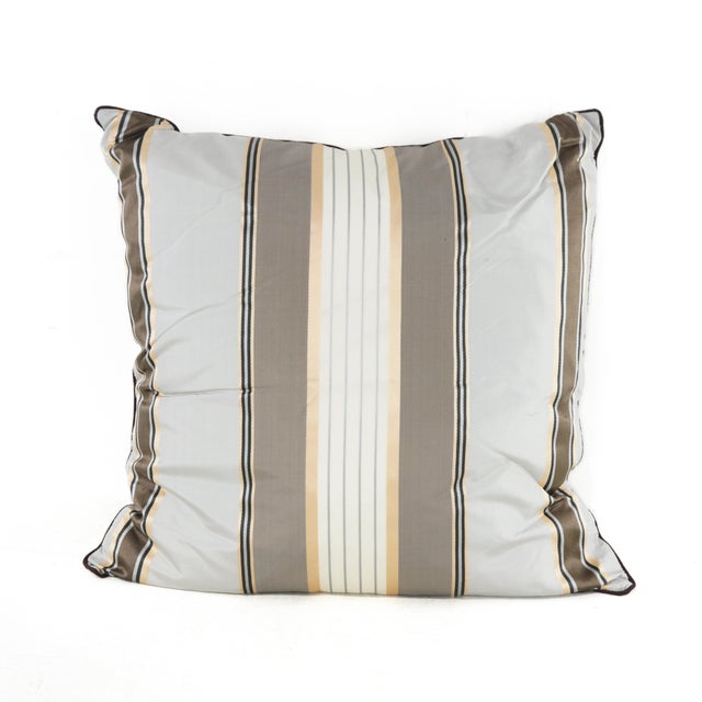 Neutral Stripe Pattern Throw Pillow in Beige and Gray For Sale - Image 10 of 10