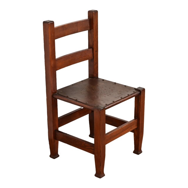 Joseph McHugh Antique Mission Oak Arts & Crafts Desk Chair or Side Chair, Circa 1920s For Sale
