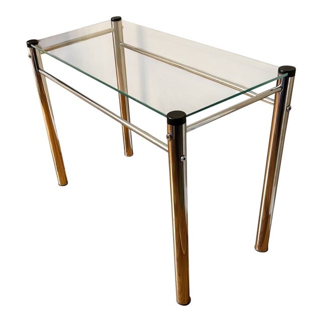 Vintage Chrome and Glass Side Table For Sale