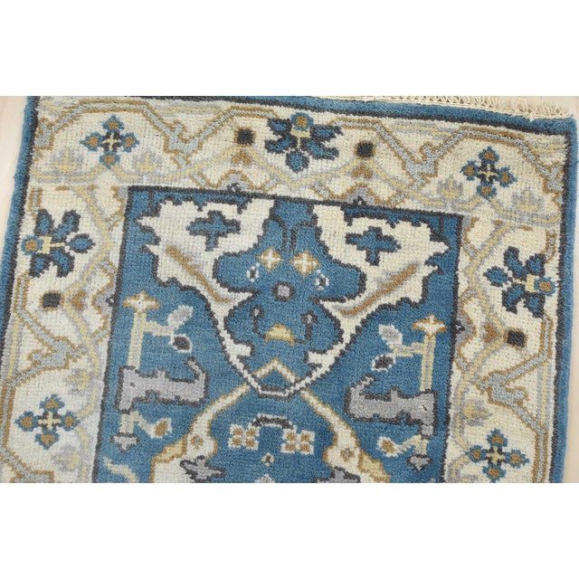 Oushak Runner 2’7” X 10′ Blue Wool Tribal Hand-Knotted Oriental Rug For Sale In Philadelphia - Image 6 of 13