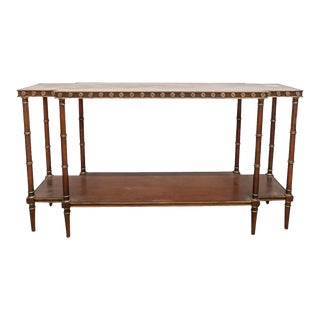 Mahogany & Gilt Faux Bamboo Console Table by Hickory Furniture For Sale