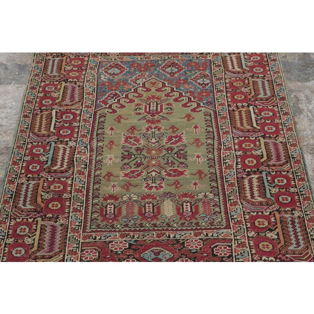 Traditional Vintage Turkish Anatolian Prayer Rug With Geometric Mihrab Design - Rug & Kilim For Sale - Image 3 of 9