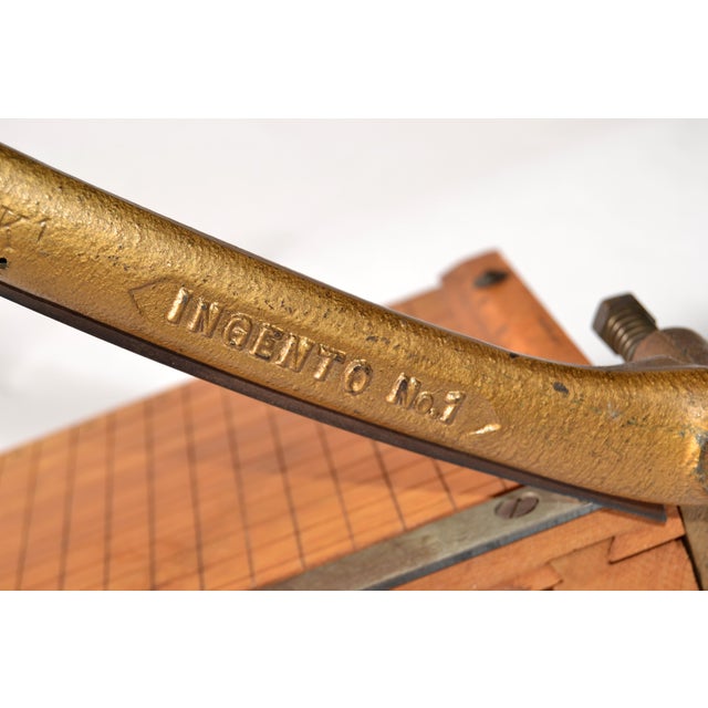 1960s Vintage Ingento No 1 Wood Cast Iron Paper Cutter Board Crafts Office School Supplies For Sale - Image 11 of 12
