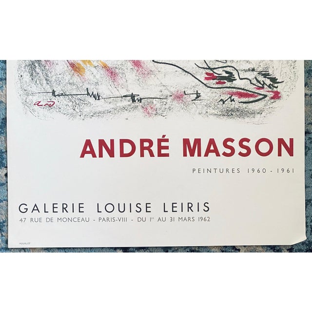 André Masson, French Abstract Surrealist Vintage Lithograph Mourlot Poster Andre Masson, 1962 For Sale - Image 4 of 7