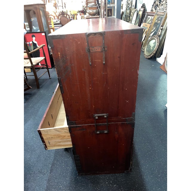 Burgundy Antique Japanese Taisho Isho-Dansu Dresser, Meiji Period (1868 – 1912) For Sale - Image 8 of 10