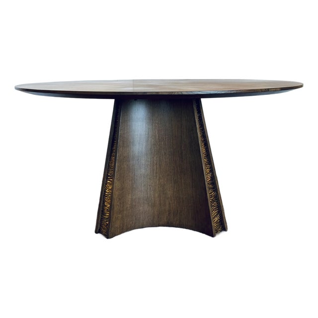 Revelation Modern Walnut Finished Round Gold Rush Dining Table For Sale
