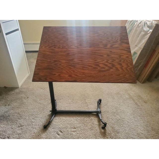 Antique Rolling Tilt Top Adjustable Height Bedside Surgical Table For Sale - Image 10 of 17