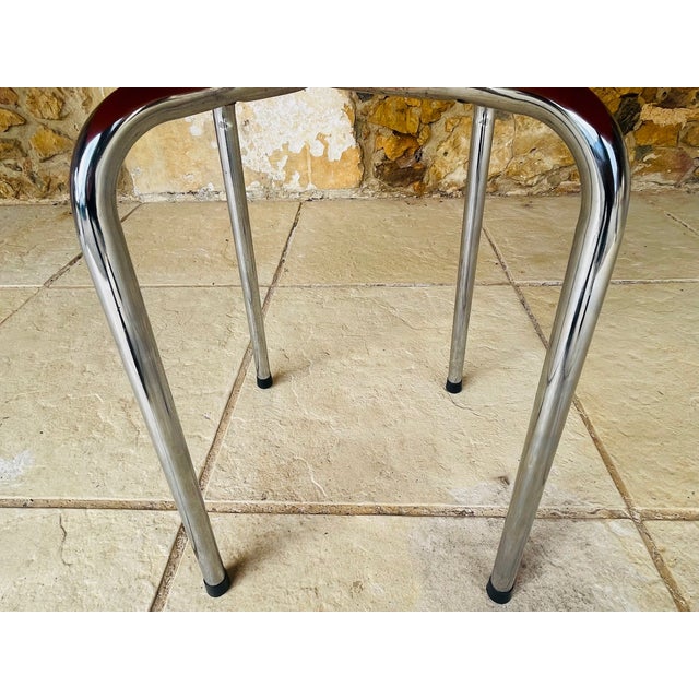 Mid-Century Orange Skaï and Chrome Stool from J L, 1970s For Sale - Image 10 of 18