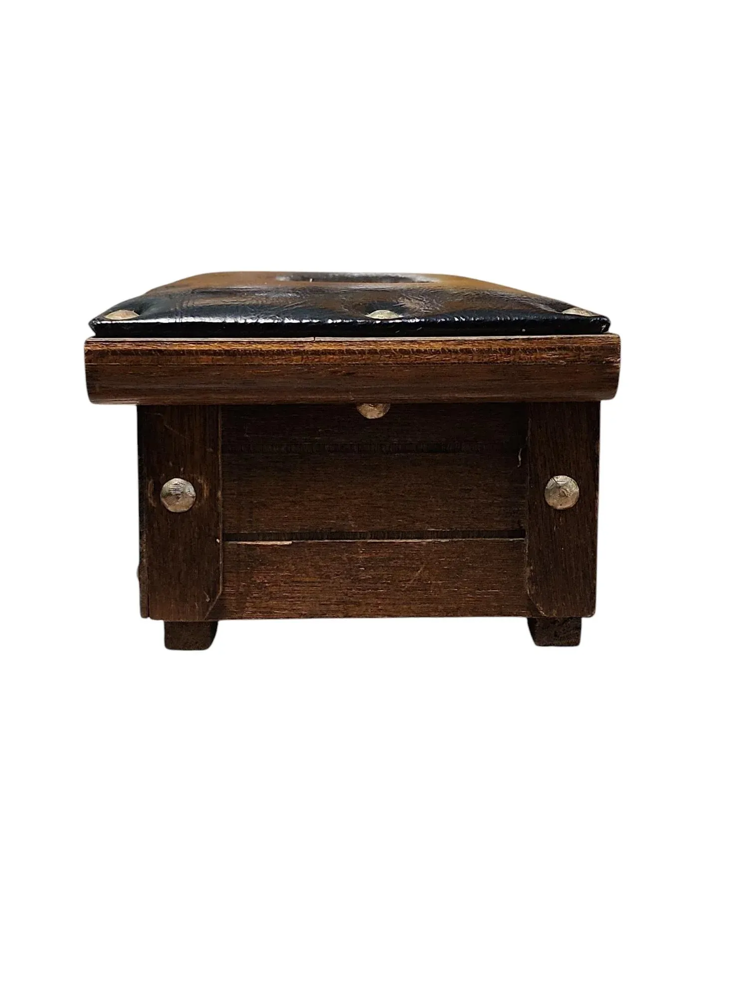 1960s Mid Century S. Sper Bijou Leather Top Wooden Chest | Chairish